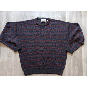 Vintage Florence Tricot Made In Italy 100% Wool Sweater L Multicolor Aztec Patte